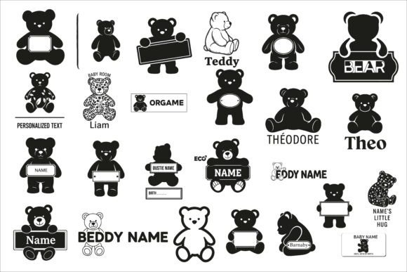 Download Cute Teddy Bear Name Plaque Design - Premium Bundle