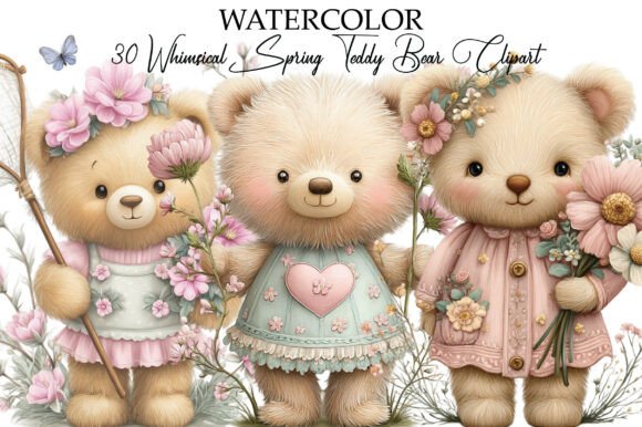 Download Whimsical Spring Teddy Bear Clipart - Premium Resources